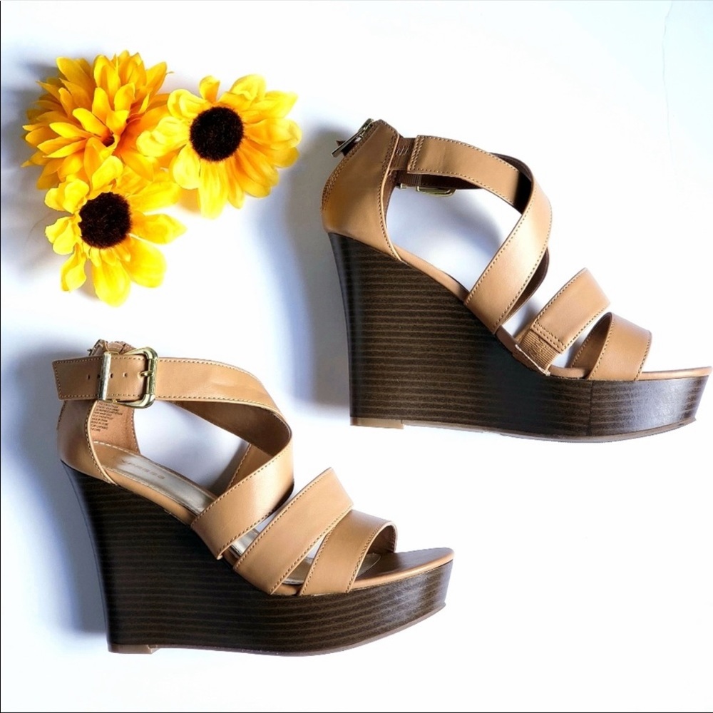 Express sz 7 Strappy Wedge Heels! Worn Once!